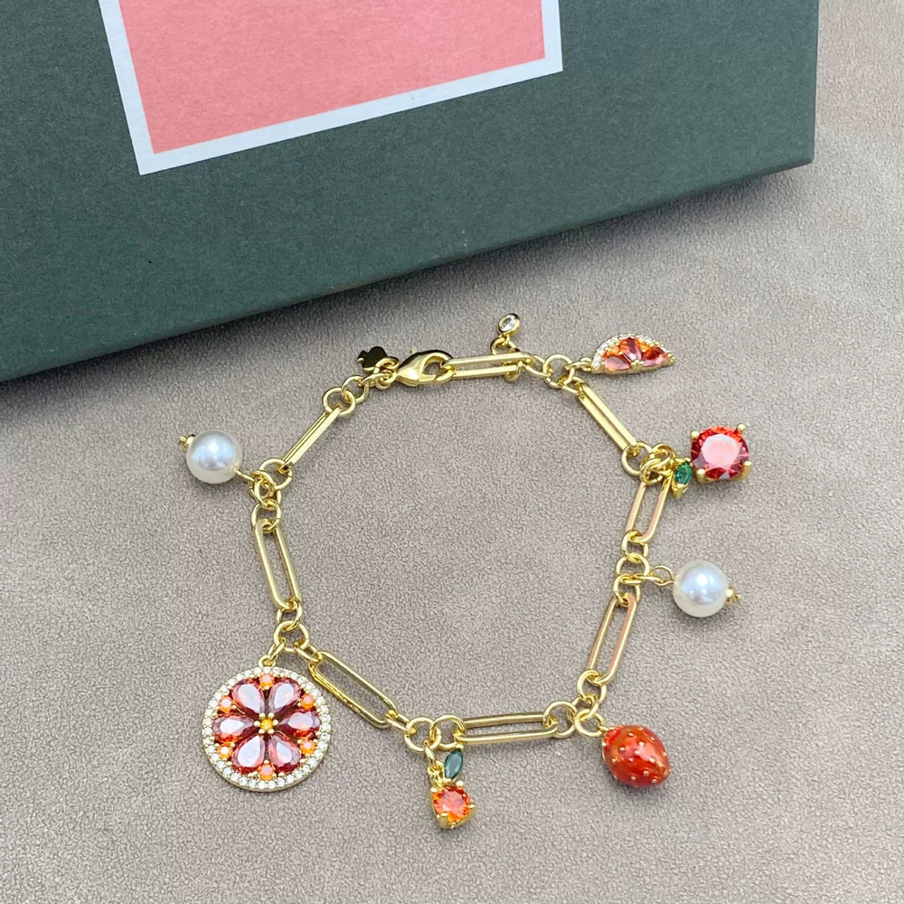 kate spade Copper Strawberry Pomelo Enamel Zircon Bracelet